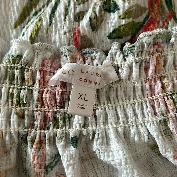 LC Lauren Conrad Tropical Floral Ruffle Straps Tank Top Shirt **Size XL**🦜🦜 - Picture 4 of 4